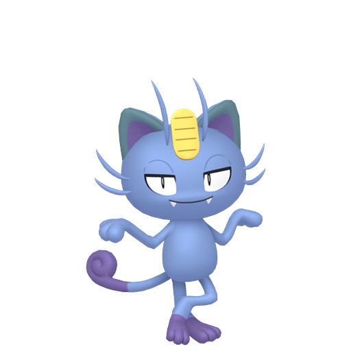 Meowth (z Aloli) — duży render postaci w wariancie shiny