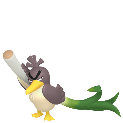 Farfetchd (z Galaru) — duży render postaci w wariancie shiny