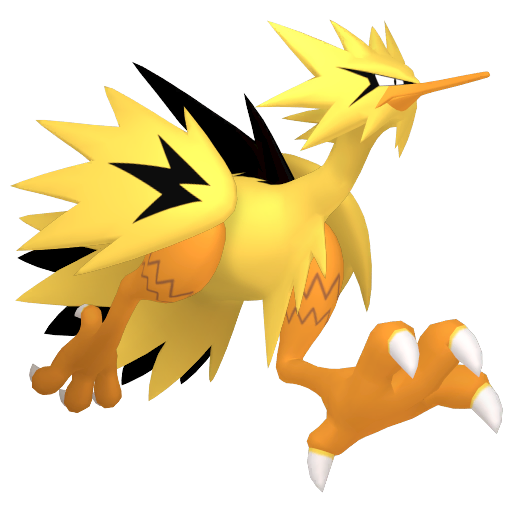 Zapdos (z Galaru) — duży render postaci w wariancie shiny
