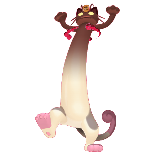 Meowth (Gigantamax) — duży render postaci w wariancie shiny