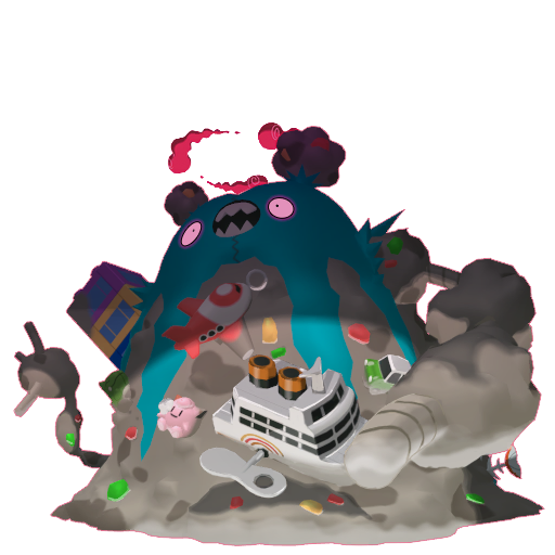 Garbodor (Gigantamax) — duży render postaci w wariancie shiny