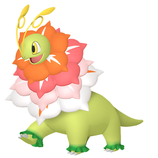 Meganium (Mega) — duży render postaci w wariancie shiny
