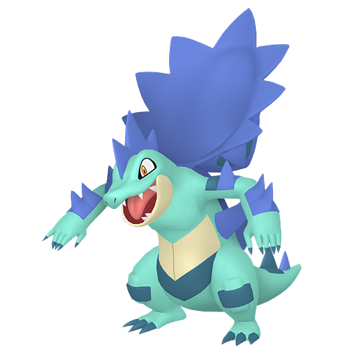 Feraligatr (Mega) — duży render postaci w wariancie shiny
