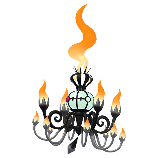 Chandelure (Mega) — duży render postaci w wariancie shiny