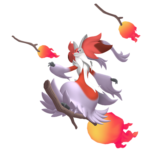 Delphox (Mega) — duży render postaci w wariancie shiny