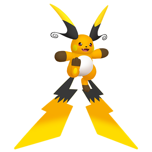 Raichu (Mega X) — duży render postaci w wariancie shiny