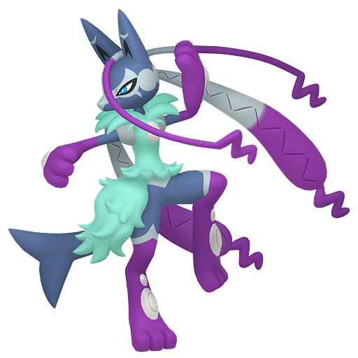 Lucario (Mega Z) — duży render postaci w wariancie shiny