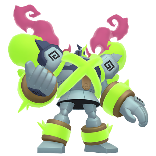 Golurk (Mega) — duży render postaci w wariancie shiny