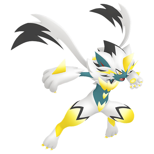 Zeraora (Mega) — duży render postaci w wariancie shiny