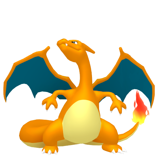 Charizard — duży render postaci w zwykłym ubarwieniu