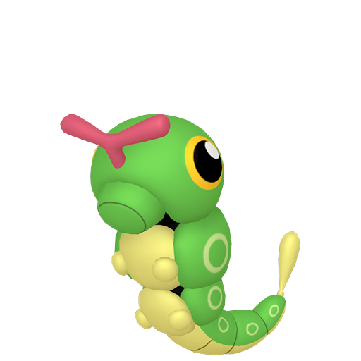 Caterpie — duży render postaci w zwykłym ubarwieniu