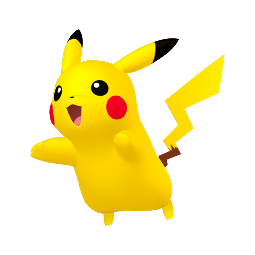 Pikachu — duży render postaci w zwykłym ubarwieniu