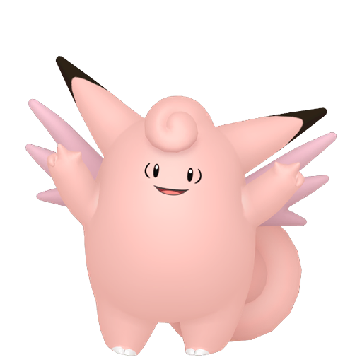 Clefable — duży render postaci w zwykłym ubarwieniu