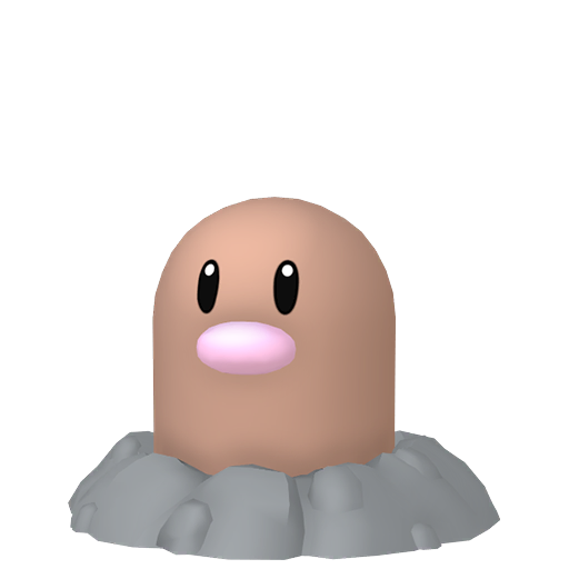 Diglett — duży render postaci w zwykłym ubarwieniu