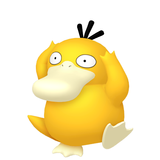 Psyduck — duży render postaci w zwykłym ubarwieniu