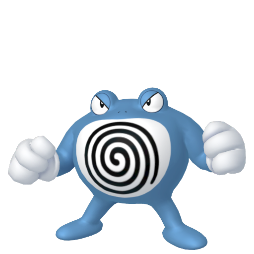 Poliwrath — duży render postaci w zwykłym ubarwieniu