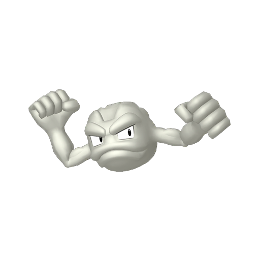 Geodude — duży render postaci w zwykłym ubarwieniu