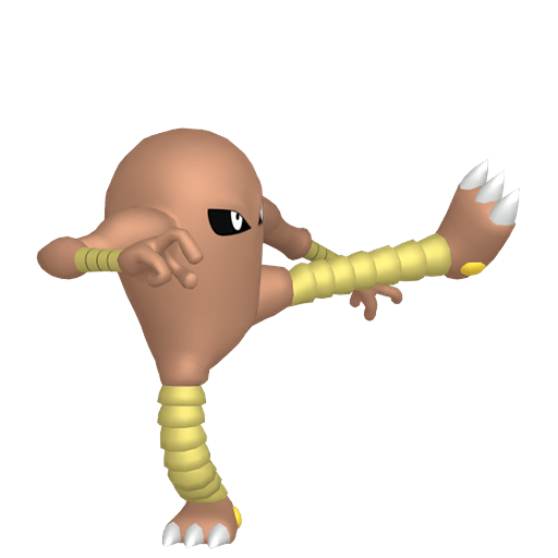 Hitmonlee — duży render postaci w zwykłym ubarwieniu