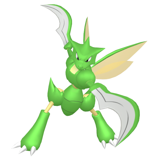 Scyther — duży render postaci w zwykłym ubarwieniu