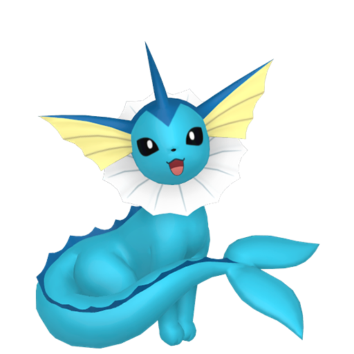 Vaporeon — duży render postaci w zwykłym ubarwieniu