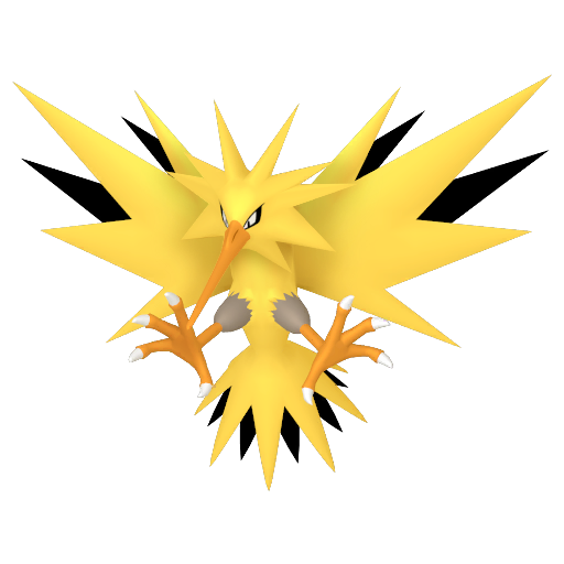 Zapdos — duży render postaci w zwykłym ubarwieniu