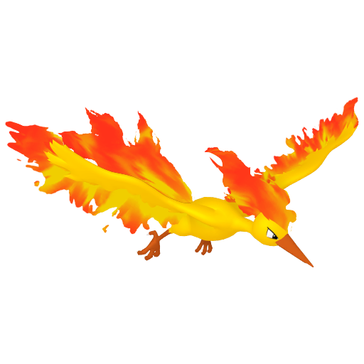 Moltres — duży render postaci w zwykłym ubarwieniu