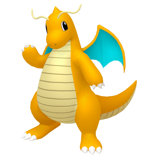 Dragonite — duży render postaci w zwykłym ubarwieniu