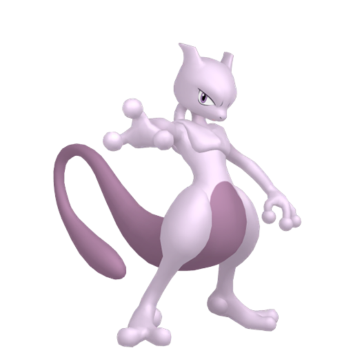 Mewtwo — duży render postaci w zwykłym ubarwieniu