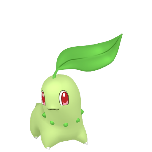Chikorita — duży render postaci w zwykłym ubarwieniu