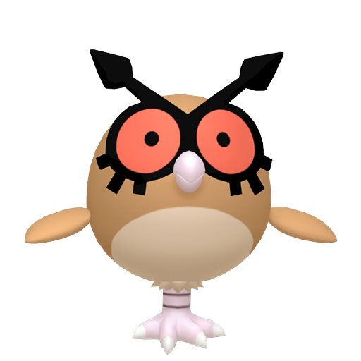Hoothoot — duży render postaci w zwykłym ubarwieniu