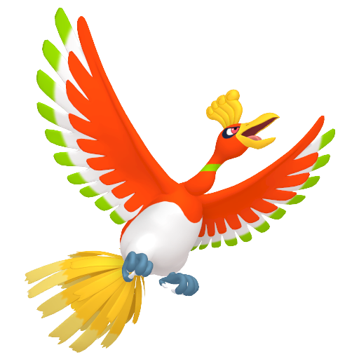 Ho-Oh — duży render postaci w zwykłym ubarwieniu