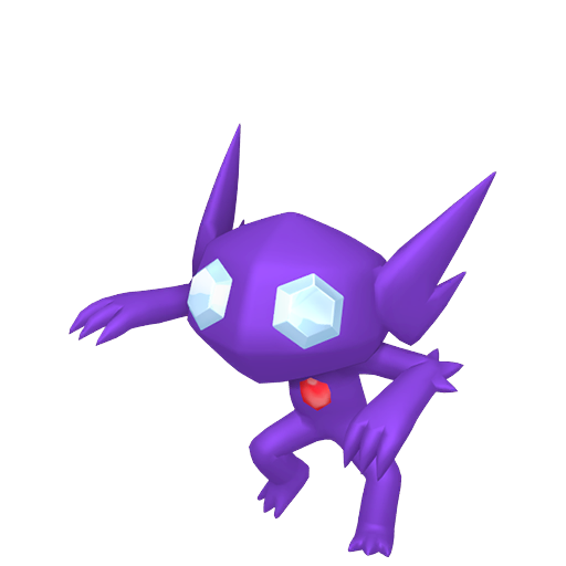 Sableye — duży render postaci w zwykłym ubarwieniu