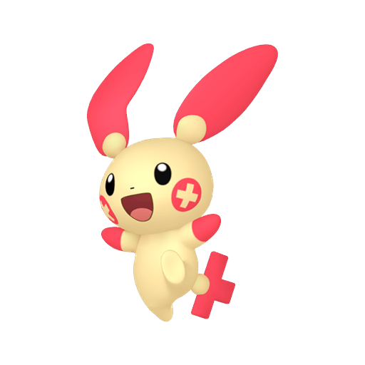 Plusle — duży render postaci w zwykłym ubarwieniu