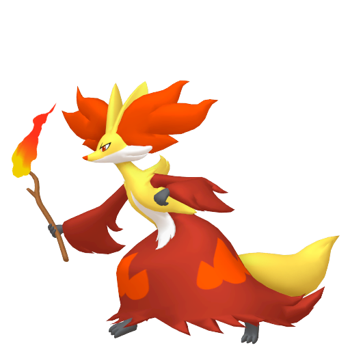 Delphox — duży render postaci w zwykłym ubarwieniu