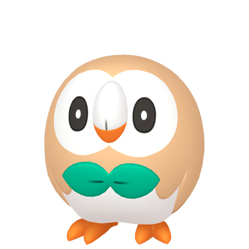 Rowlet — duży render postaci w zwykłym ubarwieniu
