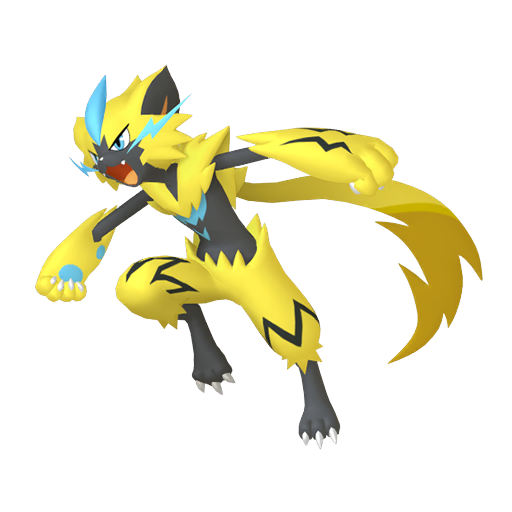Zeraora — duży render postaci w zwykłym ubarwieniu