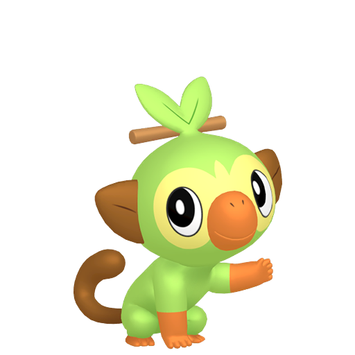 Grookey — duży render postaci w zwykłym ubarwieniu