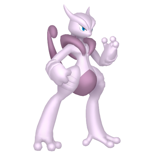 Mewtwo (Mega X) — duży render postaci w zwykłym ubarwieniu