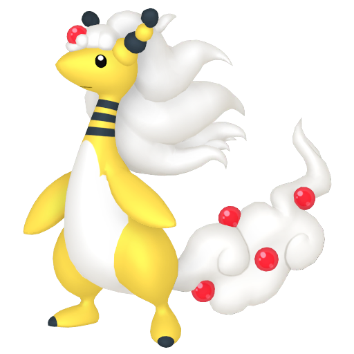 Ampharos (Mega) — duży render postaci w zwykłym ubarwieniu