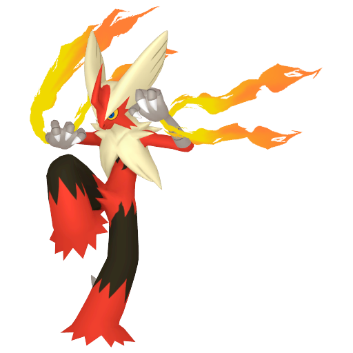 Blaziken (Mega) — duży render postaci w zwykłym ubarwieniu