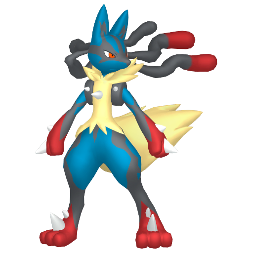 Lucario (Mega) — duży render postaci w zwykłym ubarwieniu