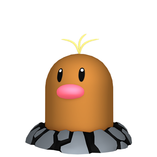 Diglett (z Aloli) — duży render postaci w zwykłym ubarwieniu
