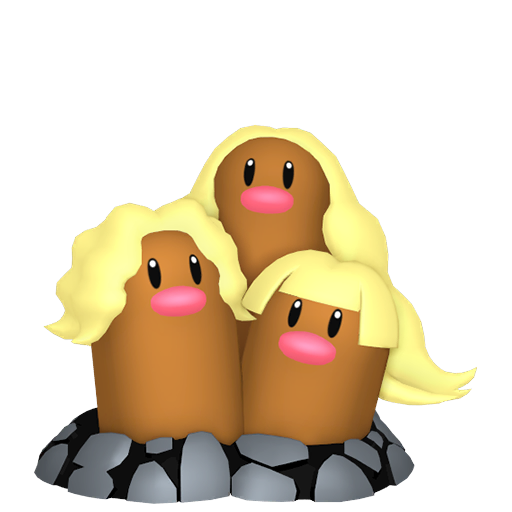 Dugtrio (z Aloli) — duży render postaci w zwykłym ubarwieniu