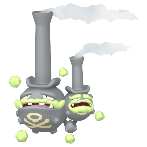 Weezing (z Galaru) — duży render postaci w zwykłym ubarwieniu