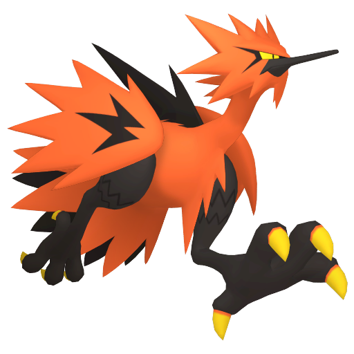 Zapdos (z Galaru) — duży render postaci w zwykłym ubarwieniu