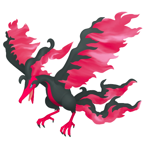 Moltres (z Galaru) — duży render postaci w zwykłym ubarwieniu