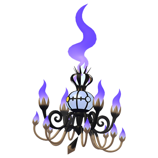 Chandelure (Mega) — duży render postaci w zwykłym ubarwieniu