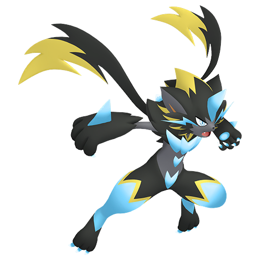 Zeraora (Mega) — duży render postaci w zwykłym ubarwieniu