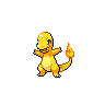 Charmander — mały pikselowy sprite w wariancie shiny