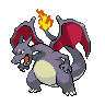 Charizard — mały pikselowy sprite w wariancie shiny